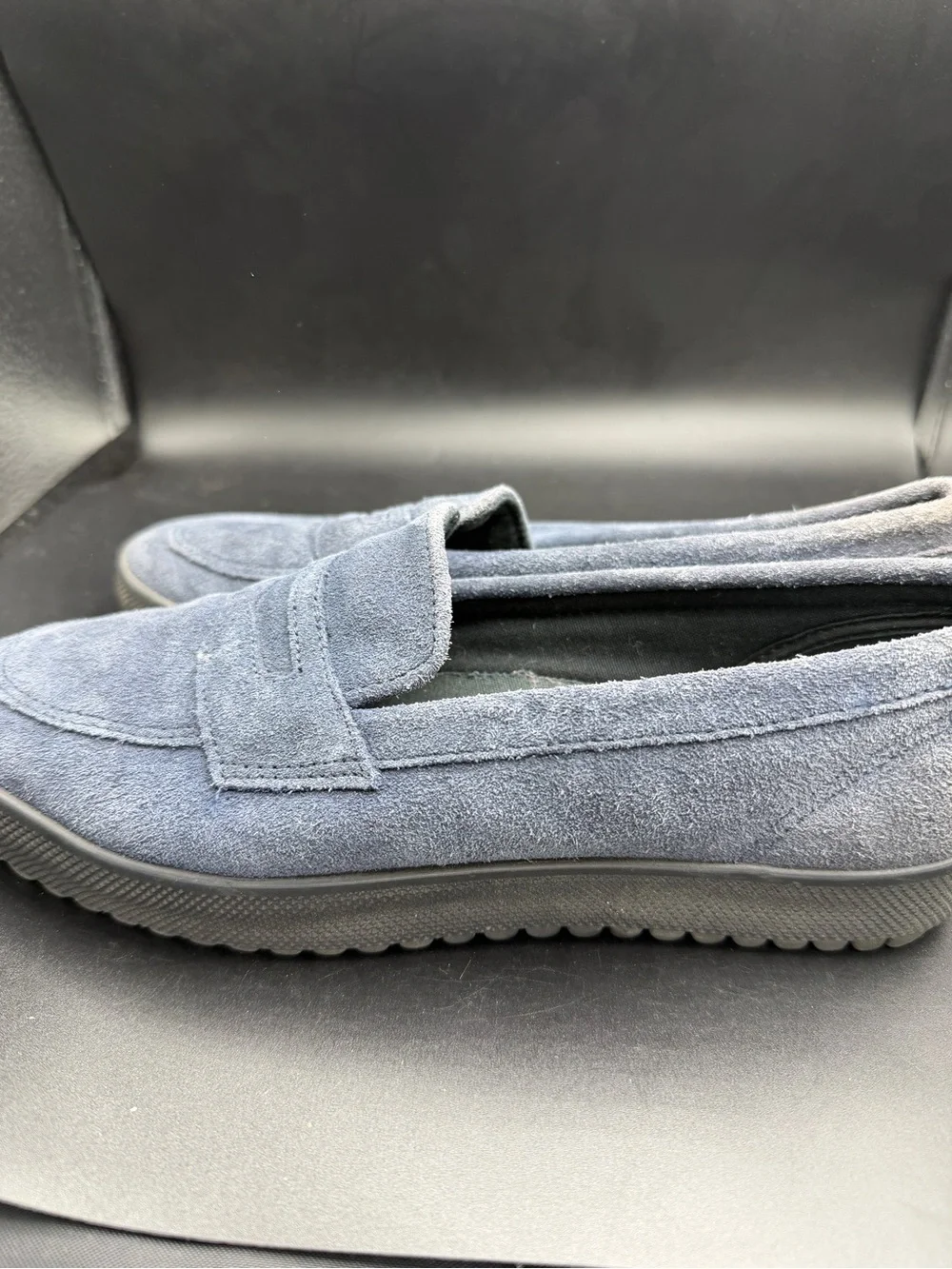Aersoles men’s Suede Slip-On Loafers in Slate Blue